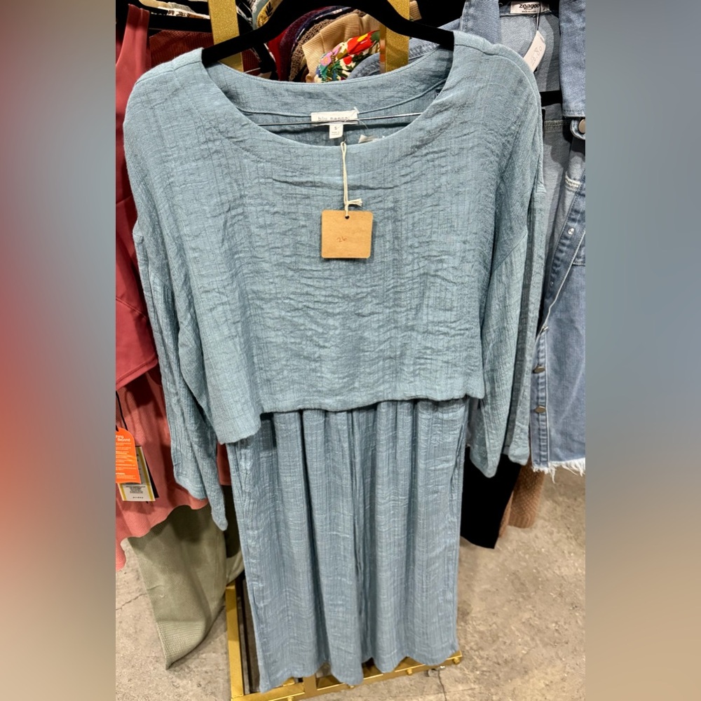 Blu Pepper Textured Long Sleeve Set in Light Blue